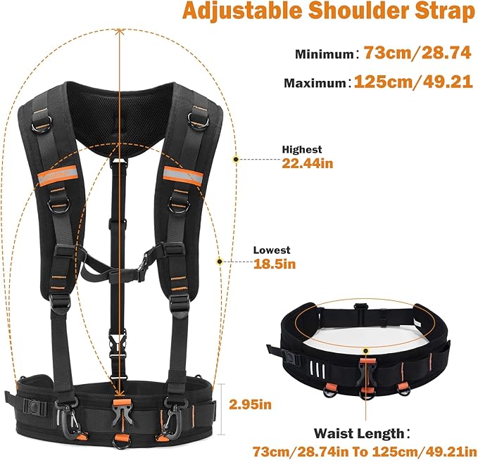Cwatcun Adjustable Camera Strap for Photographers – Multi-Function Dual Shoulder Harness & Waist Belt for Camera DSLR/SLR Accessories Storage