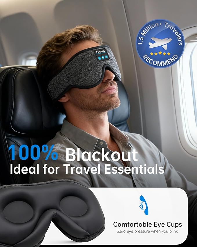 2 Pack Sleep Headphones, Bluetooth Headband with 3D Sleep Mask Bluetooth Ultra-Thin HD Stereo Speaker, Sleeping Headphones for Sports, Workouts, Insomnia, Yoga, Air Travel, Meditation, Christmas