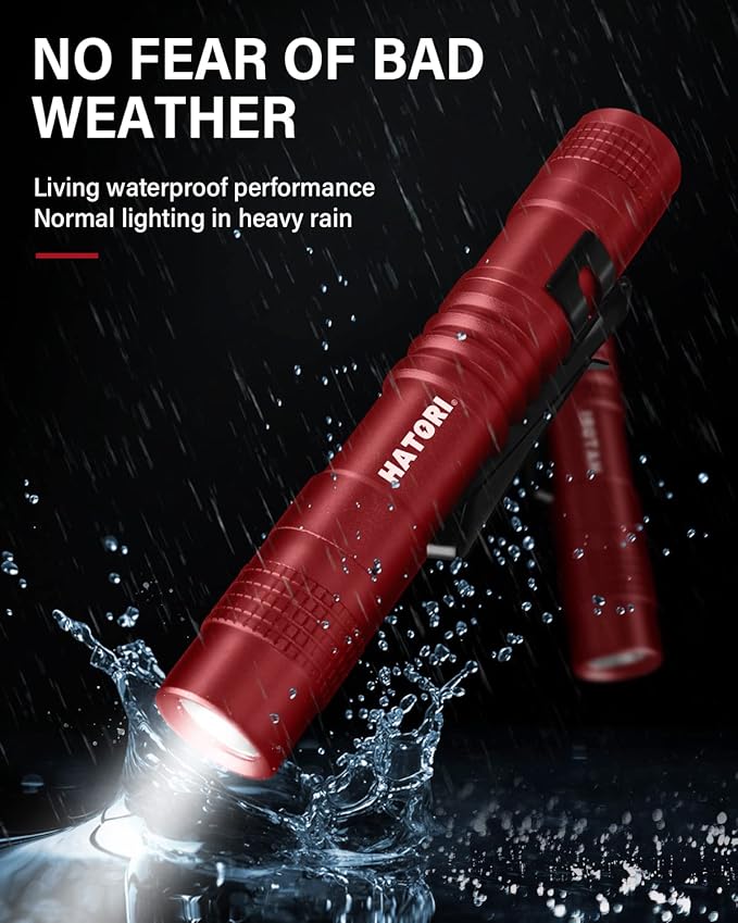HATORI Flashlights Bright LED Flashlight Super Mini Flashlight with High Lumens Flash Light Pen Light Small Flashlights for Emergencies Outdoor Pocket Flashlight (1 Pack)