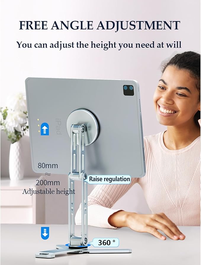 Magnetic Tripod for iPhone 16/15/14/13/12 Series & iPads,Aluminium Mini Magsafes Tripod for iPhone & Magsafes,360° Adjustable Triple Fold Design Magnetic Phone Stand