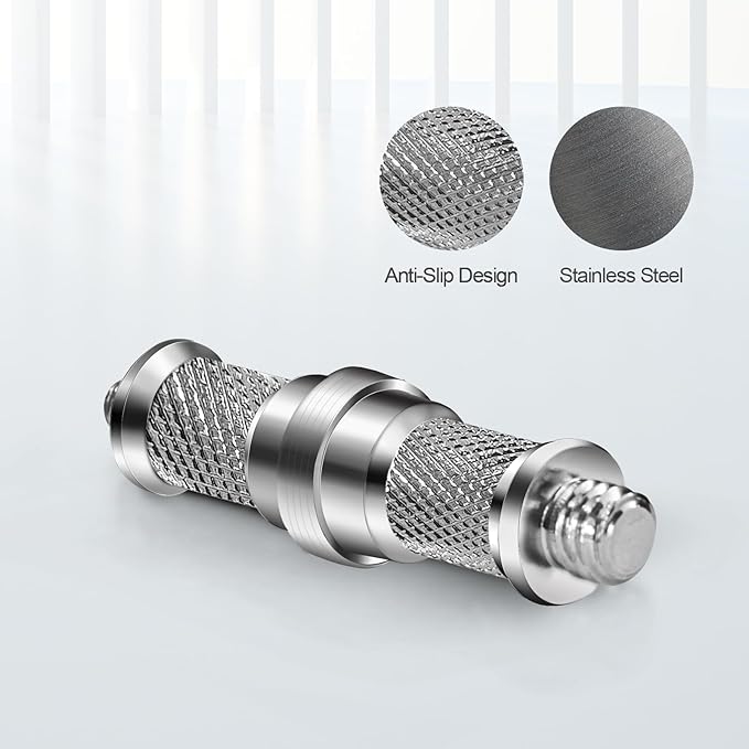Wellmaking 3 Pieces Standard Knurled 1/4 to 3/8 inch Metal Male Convertor Threaded Screw Adapter Spigot Stud for Light Stand, Hot Shoe/Cold Shoe Adapter, Ball Head, Wireless Flash Receiver, Trigger