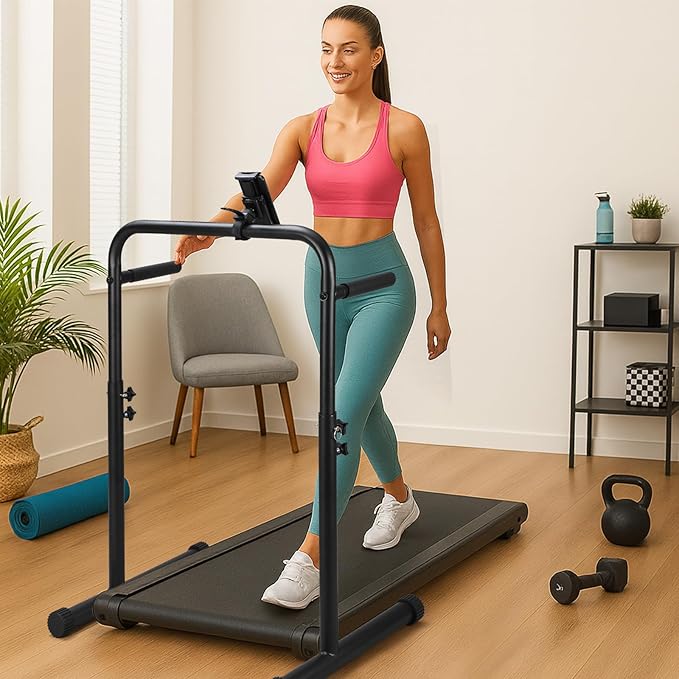 Leinuosen 24.4 Inch Handle Bar for Walking Pad Only with Phone Holder Stainless Steel Increase Height Walking Pad Handle Bar Adjustable Handrail Height from 38.58 to 47.24 Inch