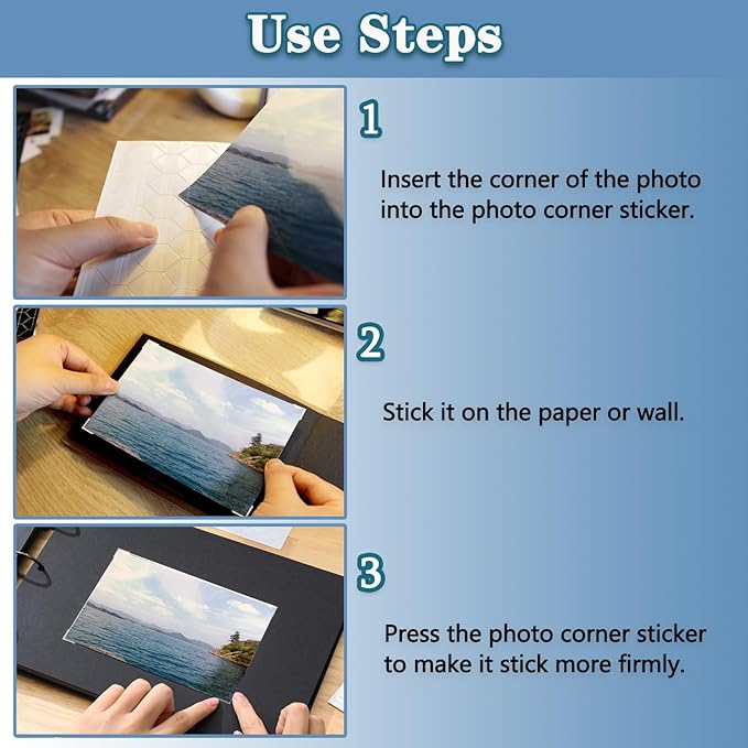 Photo Corners, Self Adhesive Photo Corners for Scrapbooking Clear Picture Mounting Corners Stickers for DIY Scrapbook, Album, Journal, Memory Books - Clear 408pcs, 4 Sheet
