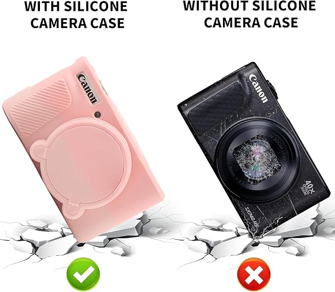 SX740 Camera Case, SX740 Camera Cover Silicone Sleeve Protective Case, Anti-Scratch Soft Camera Body Skin for Canon PowerShot SX740/SX730 HS Digital Camera,Pink Rose