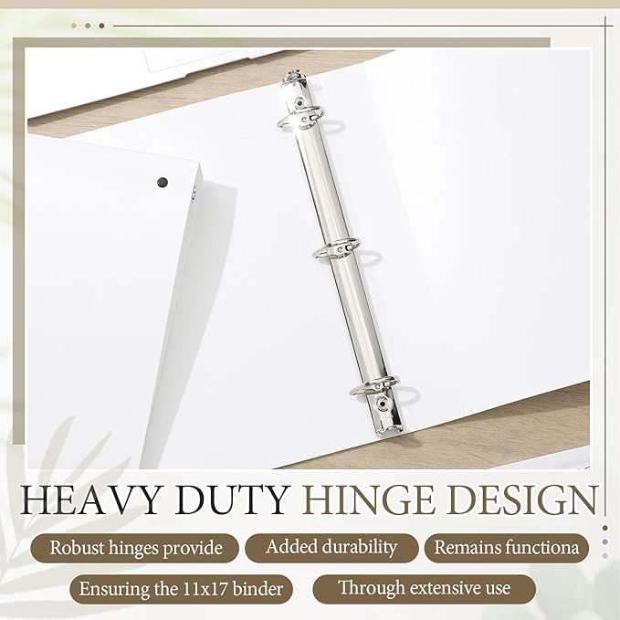 Humyoun 4 Pcs 11 x 17 Inch 3 Ring Binders 0.5 Inch Rings Heavy Duty View D Ring Binders Economy Holds 11" x 17" Paper for Artwork Blueprints, Office, Home, Work Places(White)