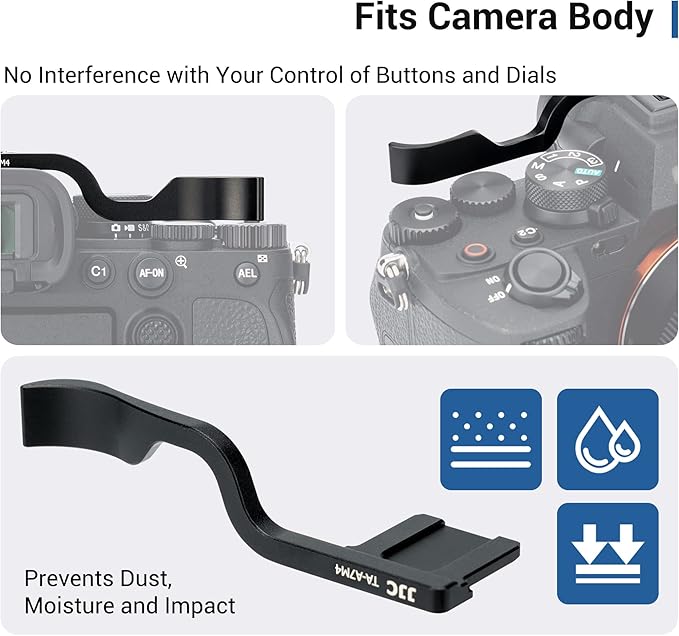 JJC Metal Thumb Up Rest Hand Grip for Sony A7 V A7 IV A7R V A7M5 A7M4 A7R5, Hot Shoe Thumb Support for Easier Handling & Secure Hold