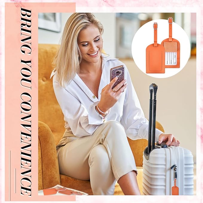 Dunzy 30 Pieces Leather Luggage Tag Women Identifiers Travel Suitcase Tags for Luggage Travel Backpack Bag Wedding Favors Women Men Adults Bulk