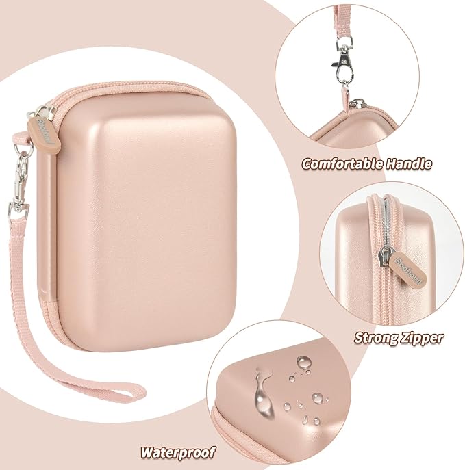 Digital Camera Case Compatible with CAMKORY/ for Lecnippy/ for Lecran/ for KODAK PIXPRO/ for Qumcou/ for WONNIE Point & Shoot Cameras, Small Compact Camera Pouch for SD Card Accessories (Rose Gold)