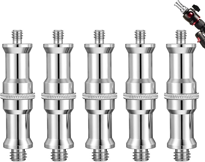 4 Pack Standard 1/4 to 3/8 Inch Metal Male Converter Threaded Screw Adapter Spigot Stud Light Stand Adapter for Tripod, Flash Holder, Ball Head, Wireless Flash Receiver, Hotshoe Coldshoe Adapters