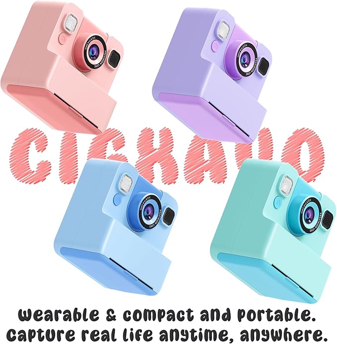 Kids Camera Instant Print Toys for Teenage Girls:1080P HD Digital Video Cameras for Girls, Christmas Birthday Gifts for 3 4 5 6 7 8 9 10 11 12 13 14 Year Old Girl with 32GB Sd Card-Pink