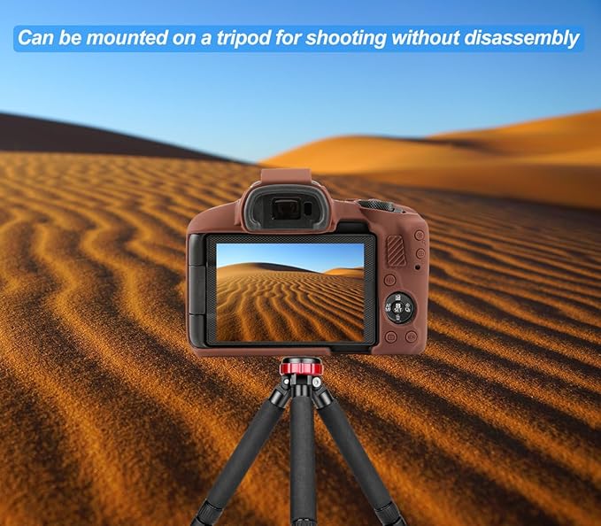 Pocoukate Case for Canon EOS R50 Camera, Soft Silicone Protective Cover Skin with EOS R50 Screen Protector Accessories for Canon EOS R50 Mirrorless Camera Silicone Case - Coffee