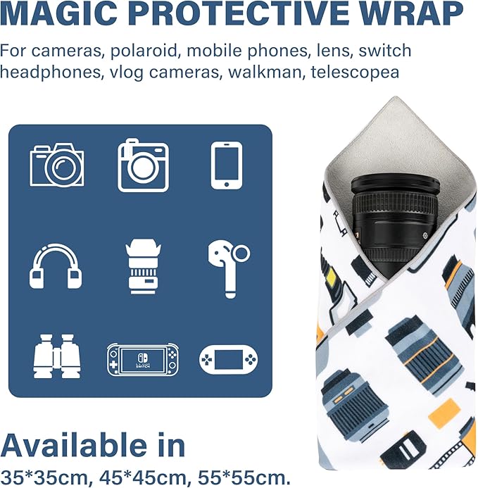 Walking Way Protective Wrap, Self-Adhesive Magic Cloth Camera Wrap, Storage Cloth, Anti-Scratch, Dustproof, Washable Lens Pouch for DSLR, Smartphones, Laptops, Cosmetic