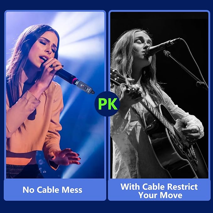 A11 Wireless Microphone Transmitter Receiver 4 Channels Plug-on XLR Mic Adapter Wireless Mic System for Dynamic/Condenser Mics, Audio Mixer, DSLR Camera,PA System (1TX + 1RX)