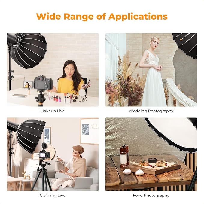 K&F CONCEPT 35“/90cm Softbox Parabolic Hexadecagon Compatible with Bowens Mount, with Honeycomb Grid, Light Diffusers, Carrying Bag, for Photography Studio Speedlite Flash and Monolight