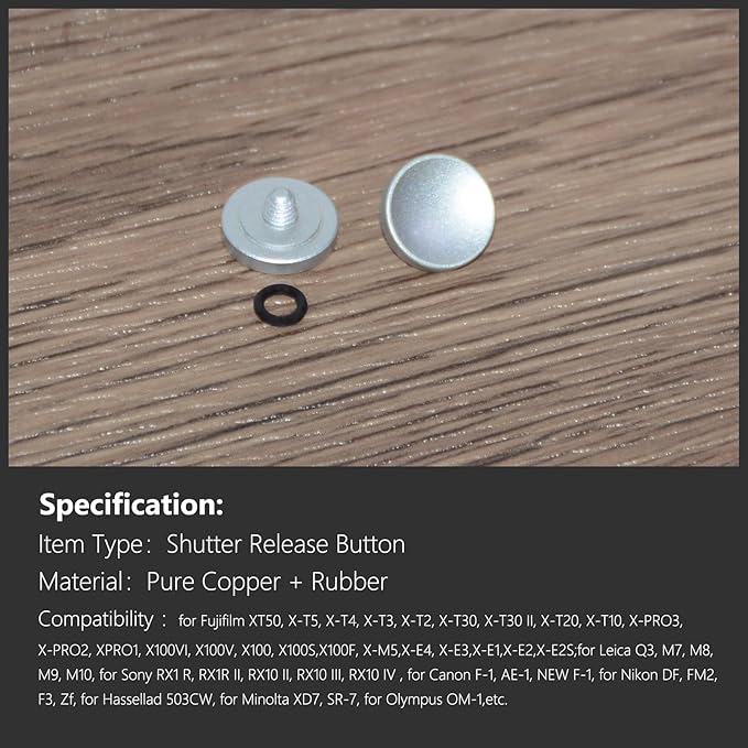 5 Pack Shutter Release Button,Pure Copper Concave Surface Camera Button for Fuji X-M5 XT50 X-T5 X-T4 X-T3 X-T2 X-T30 X-T30 II X-T20 X-T10 X100VI X100V (Silver)
