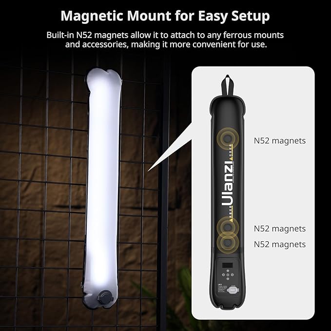 Ulanzi UA12 Inflatable Tube Light, 1/4" Foldable Bi-Color LED Video Light for Photography, 2700K-6500K 12W 2500mAh Rechargeable Photography Light Bar LED Lighting Wand Stick for Video Shooting