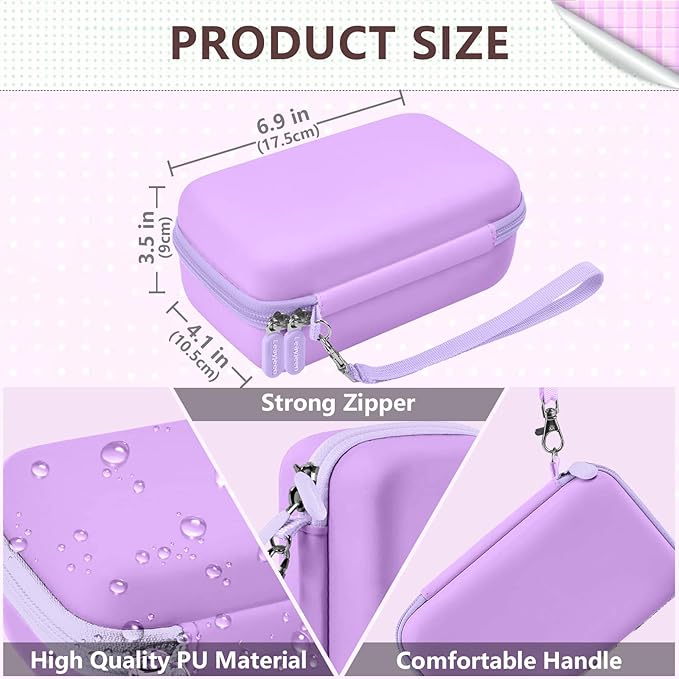 Leayjeen Kids Camera Case Compatible with Cimizi/Gofunly/Aasonida/CAMCLID/LETSHAHA Kids Instant Print Camera, Kids Instant Camera for 1080P Printed Photos,Birthday Gifts for Kids-Purple(Case Only)