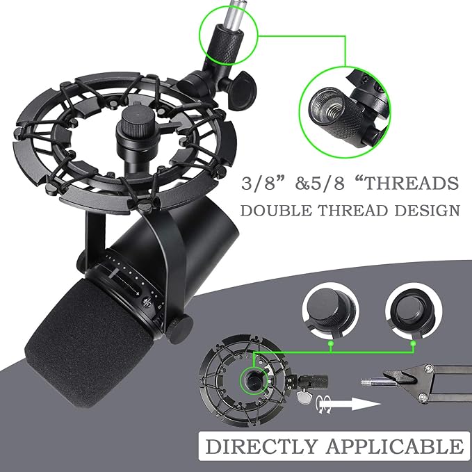 MV7 Shock Mount Reduces Vibration Noise Matching Mic Boom Arm Stand, Compatible for Shure MV7 Mic by YOUSHARES