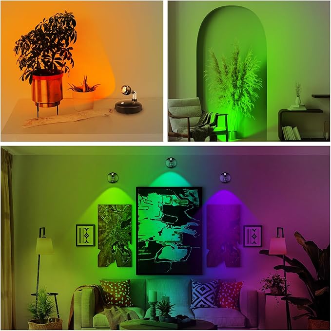 LEASTYLE Wireless Spotlights Rechargeable Sopt Lights Indoor with Remote,16 Color Changing Battery Operated Spot Light with Timer Dimmable Accent Light,2 Pack,Black