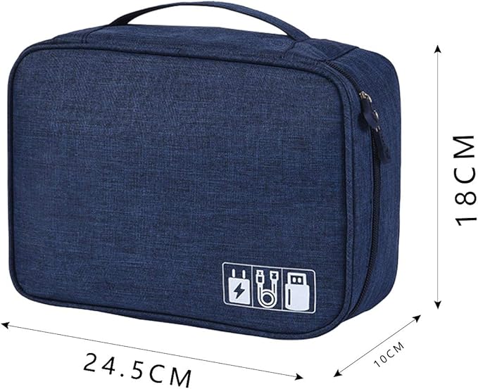 Electronic Accessories Organizer, Portable Travel Cable Storage Bag Tech Pouch with Adjustable Compartments Water-Resistant Handbag for Smart Device Cords Chargers Hard Drives Gadgets