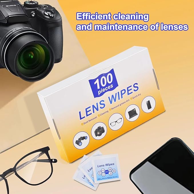 Lens Wipes for Eyeglasses,Eyeglass erasers are Packed Separately，Glasses Cleaner for Cleaning Glasses, Camera Lenses, Sunglasses, Mobile Phone Screens, Goggles, etc. (100 Pieces)