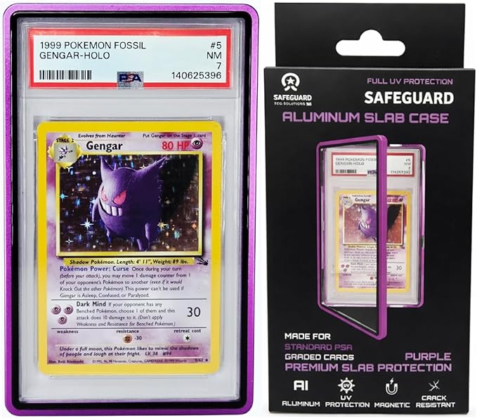 Metal PSA Slab Bumper Case UV Resistant- Safeguard Stackable Magnetic Aluminum Metal Case For Graded Cards (Purple)
