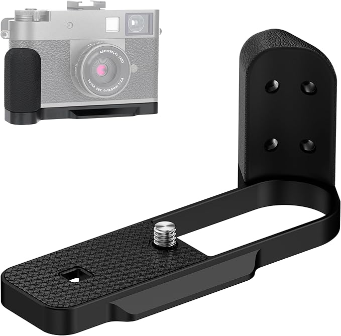 X Half Handgrip Hand Grip,Metal L-Shape Bracket Handle Holder for Fujifilm Fuji X Half Xhalf Camera,with Built-in Arca Quick Release Plate & Battery Compartment Opening Anti-Slip Microfiber Pad- Black