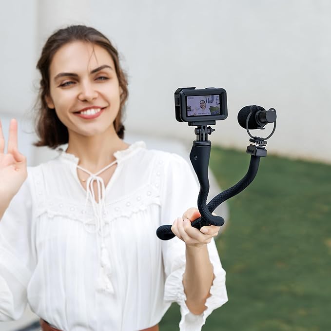 Magnetic Flexible Phone Mount Holder for iPhone 17 16 15 14 Pro & Action Camera,29.5'' Long Arm Bendable Selfie Stick Stand Phone Adapter with 1/4"20 for Osmo 360 Action 5 Pro 4 3 Treadmill Stroller