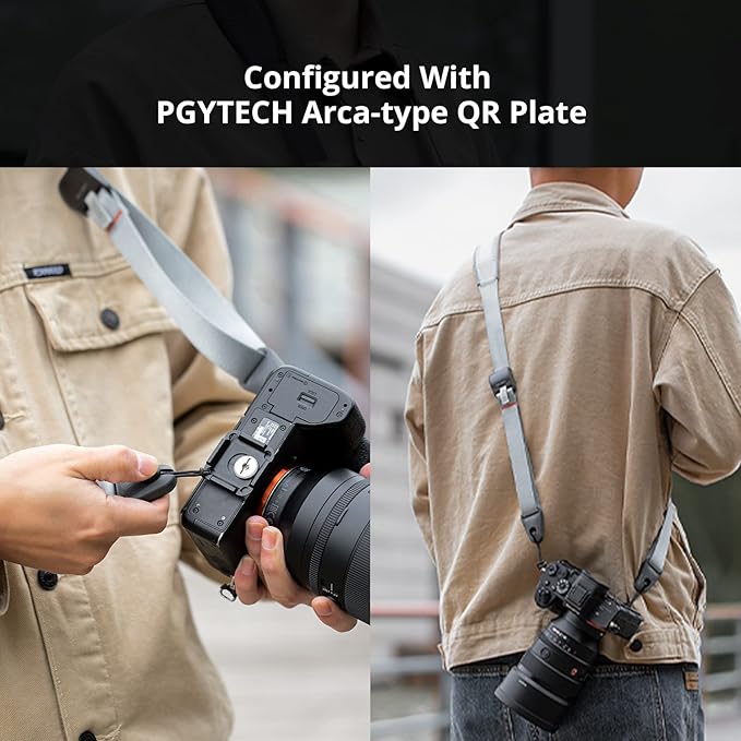 PGYTECH 1.8" Wide Camera Shoulder Strap with Quick Release Plate Wide Camera Neck Straps Long for Photographers Adjustable for DSLR SLR (Night Black)