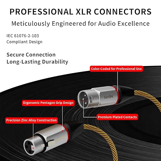 10ft XLR Cables 6 Pack, Durable Nylon Braided Male to Female Microphone Cable,Cord for Recording Mixer Amplifie Speaker, OFC Shielded and Balanced XLR
