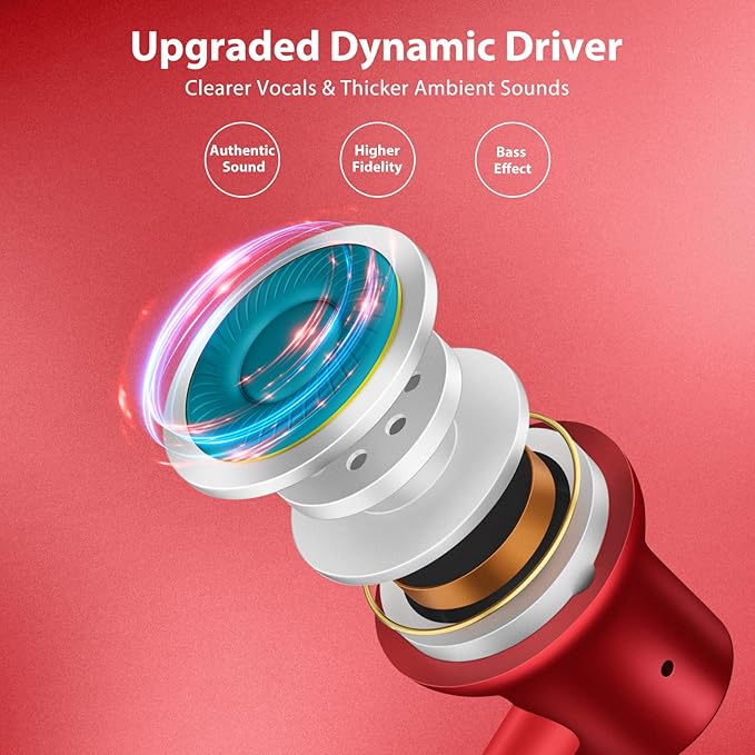 Jiunai USB C Wired Earbuds for iPhone 17 Pro Max 16e Headphone with USB C Plug in Ear Magnetic Stereo S M L Ear Tips Corded Type C Earphone for iPhone 17e 16 15 for Samsung S26 S25 S24 for iPad Red