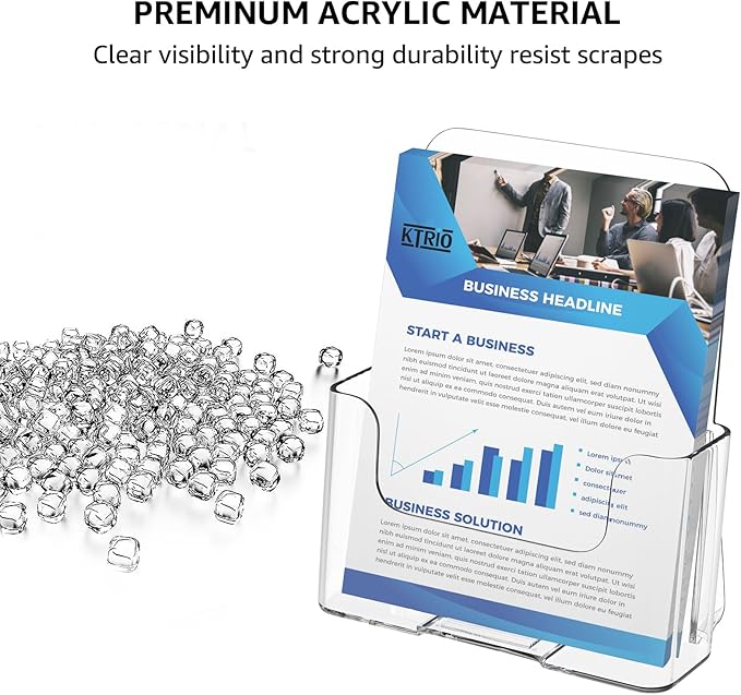 KTRIO Brochure Holder 6 x 9 inch, Acrylic Flyer Holders Stand Display, Clear Stands for Pamphlet, Literature, Magazine, Booklet, Menu, Desk & Wall Mount, 2 Pack