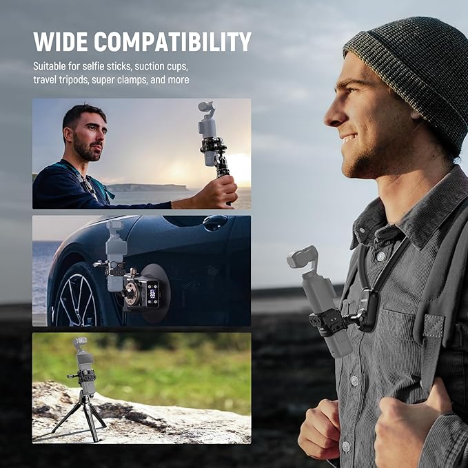 NEEWER Pocket 3 Cage Compatible with DJI Osmo Pocket 3 & Creator Combo Accessories, Gimbal Video Recording Extension Rig with Action Camera Adapter, 1/4" Threads, Cold Shoe, Cleaning Cloth, AC009