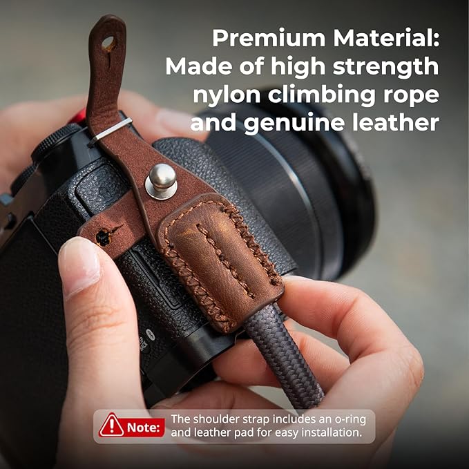 SMALLRIG Rope Camera Neck Shoulder Strap, Adjustable Braided Shoulder Strap with O-Ring and Leather Pad