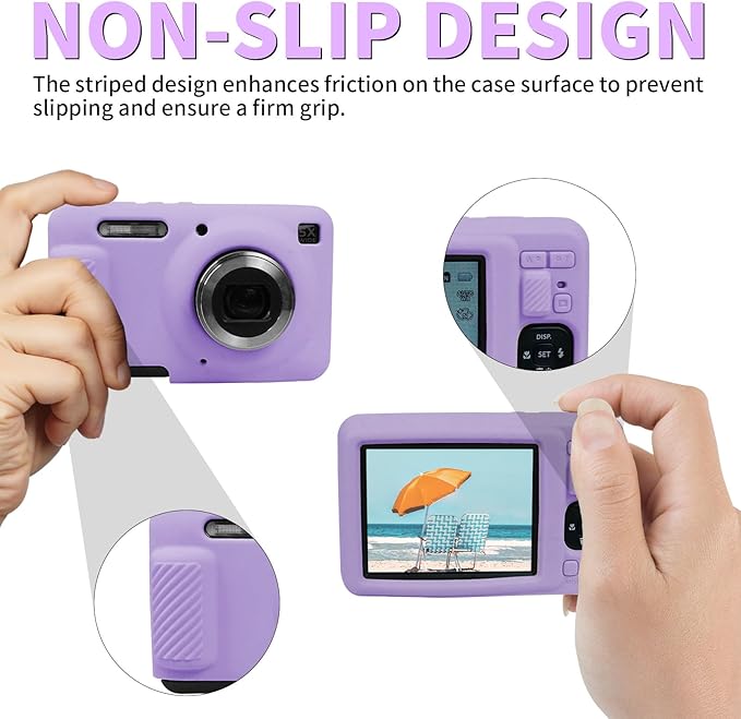 Easy Hood Camera Case for Kodak PIXPRO FZ55, Soft Silicone Cover Anti-Scratch Slim Fit FZ55 DSLR Camera Sleeve Body Skin Travel Protective Case, Purple