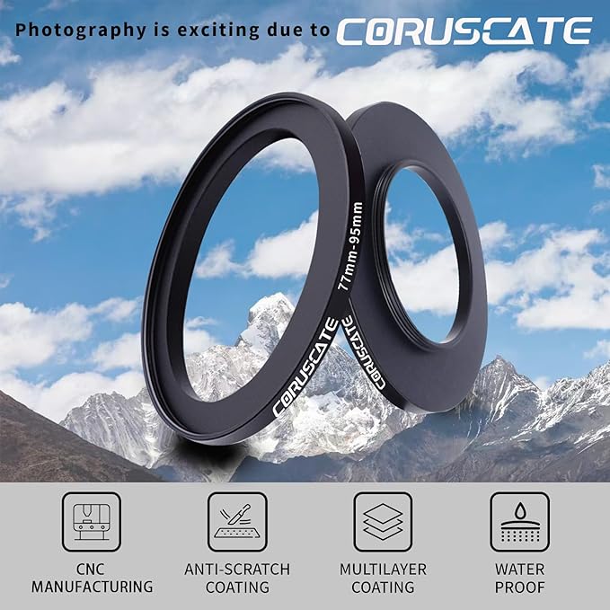 77mm to 95mm Camera Lens Adapter,Change The Filter or Lens Size from 77mm to 95mm.Compatible All 95mm Thread Filter Accessory+1pcs Lens Cleaning Cloth.