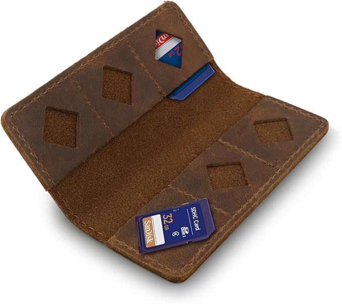 MegaGear Leather SD Card Holder with 12 Card Slots