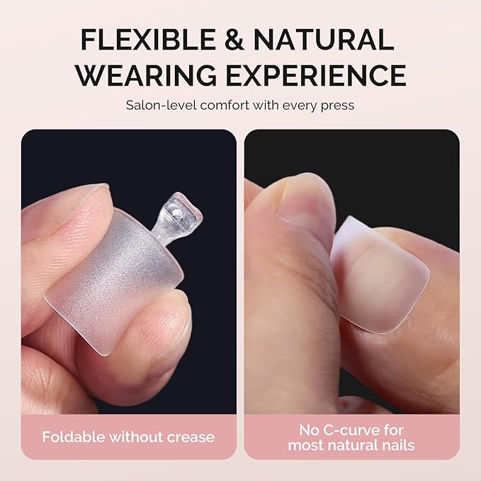 MelodySusie Squoval Toe X Nail Tips - 300Pcs 15 Sizes Clear Acrylic, Full Matte Full Cover Press on Nails for DIY Extension & Salon Use,Pre-Shaped for Long-Lasting Manicure