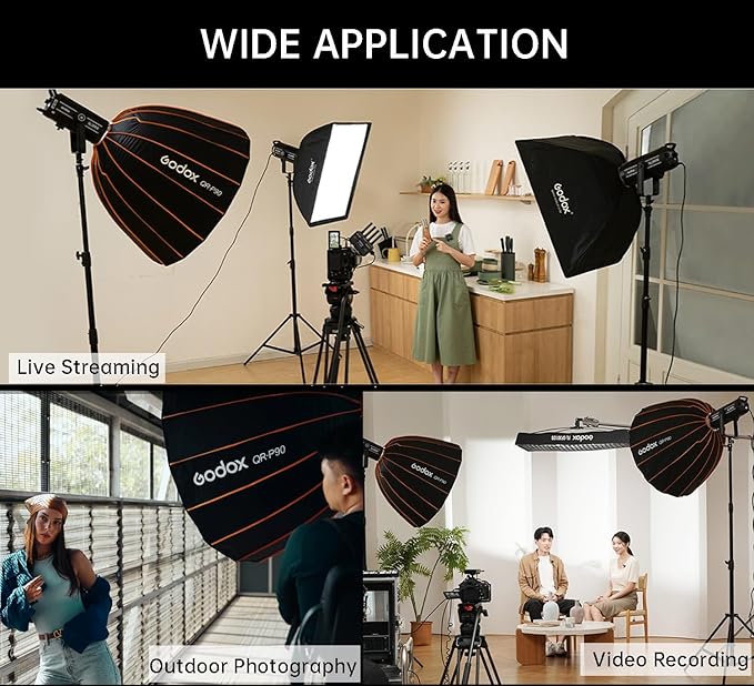 Godox Parabolic Softbox Quick Release,QR-P70 27.5”/70cm Portable Bowens Mount Sof tbox with Honeycomb Grid,Carry Bag,Front/Inner Diffuser for Professional Photography Studio Portrait Video Shooting