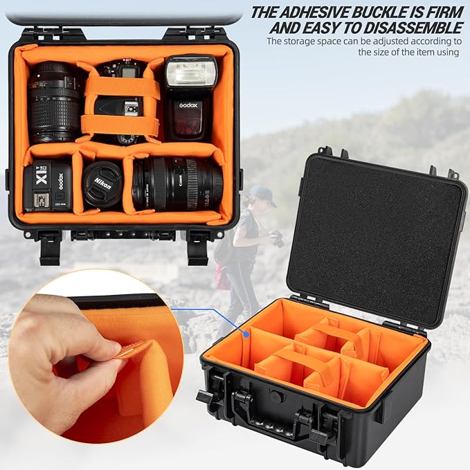 GYXZ Protective Camera Case 11 X 9 X 5.7 Inch Shockproof Water-resistant with Adjustable Dividers (Can hold cameras, pistols, gear, equipment)