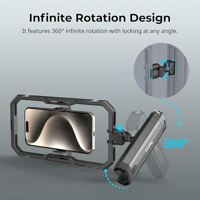 SMALLRIG Rotatable Bilateral Quick Release Side/Top Handle with Wireless Control and M.2 SSD Enclosure, for SMALLRIG HawkLock Mobile Phone Quick Release Ecosystem - 4841