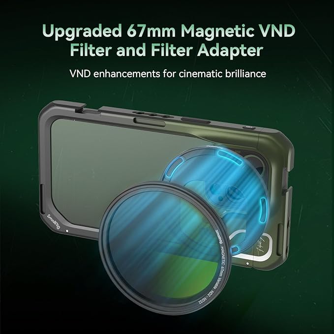 SmallRig x Brandon Li Mobile Video Kit for iPhone 15 Pro Max with Wireless Quick Release Handles, Upgraded 67MM Magnetic VND Filter, 67MM Filter Adapter, Phone Rig for YouTube Video Recording - 4407B