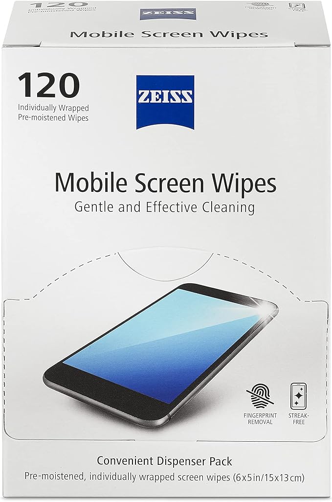 ZEISS Pre-Moistened Wipes, Screen Cleaner, 120 Count
