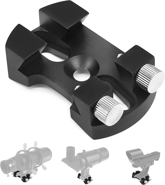 Astromania Universal Quick Release Finder Shoe Base for Schmidt Cassegrains and Other Telescope 130-400mm Diameter - for MQR III&IV/Witty One and V-Bracket - Black