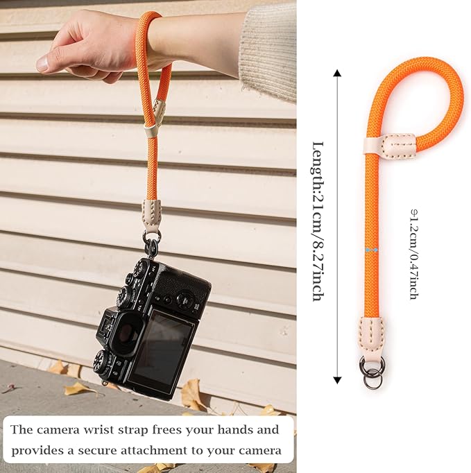 VOVMOEYA Rope Camera Wrist Strap for Sony Fujifilm Nikon Canon DSLR - Hand Strap - Orange