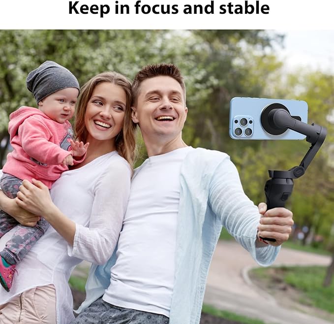OM Magnetic Phone Mount for DJI Osmo Mobile 8/7P/OM 7/OM 6/SE/OM 5/OM 4 SE/OM 4 Magsafe Quick-Release Adapter Magnet Clamp Clip, Mounting for Video Photo Shooting Phone DJI Gimbal Accessories