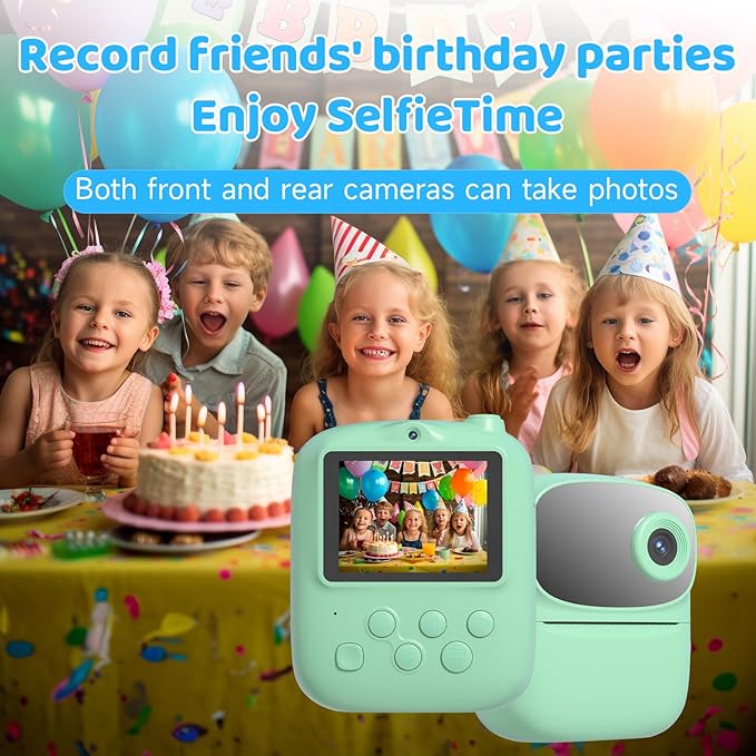 Kids Instant Print Camera 2025, 32GB Memory, Dual Lens with 2.4-Inch Screen and 1080p HD, Nice Gift for Boys and Girls Ages 4-13, Ideal for Toddlers and Teenagers