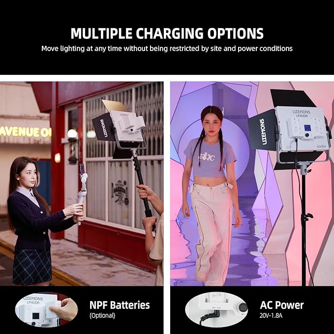 Godox LP400R RGB LED Video Light with Barndoor, 36W 1800K-10000K 6480Lux LED Panel Light with 14 FX Effects APP Control CRI/TLCI 96+ Dimmable 0-100% Studio Soft Lights for Photography