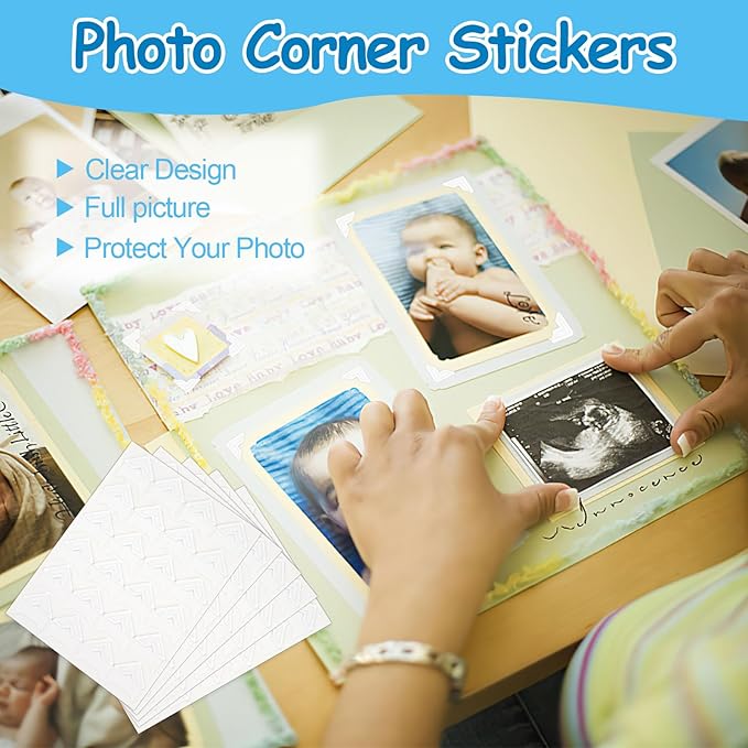 432 Pcs Photo Corners, Self Adhesive Picture Corners, Acid Free Corner Stickers for Scrapbooking, Photo Mounting Corners for DIY Scrapbook, Photo Album, Memory Books (White)