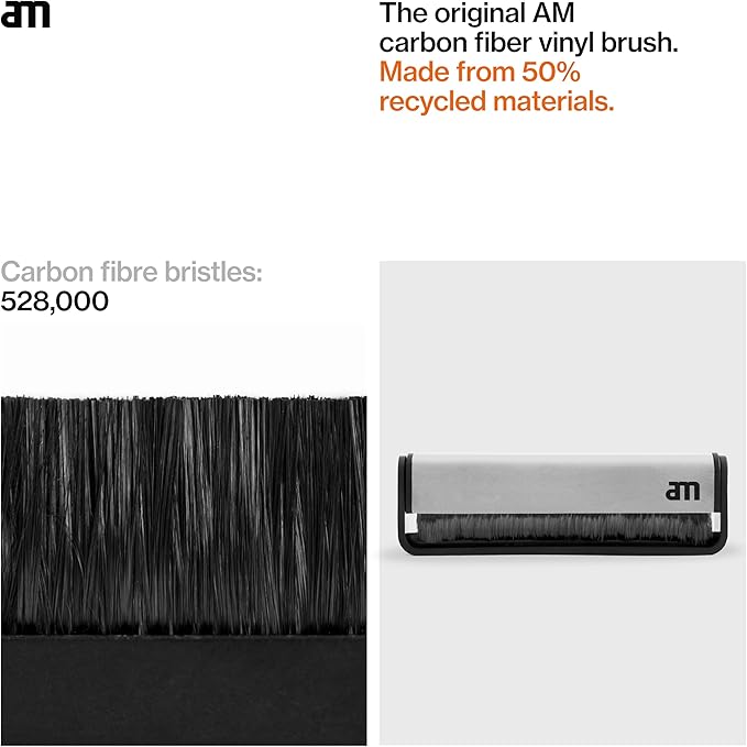 am Vinyl Record Cleaner Brush – Ultra-Fine Carbon Fiber Anti-Static Brush for Vinyl Records – Must-Have Record Player Accessory for Removing Dust, Reducing Friction & Preserving LP Sound, Silver